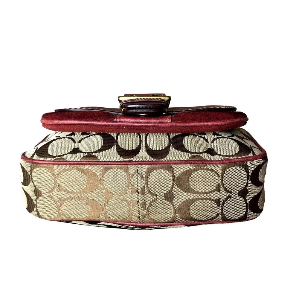COACH Jacquard Signature C Special Edition 2004 Tan and Red Mini Shoulder Bag
